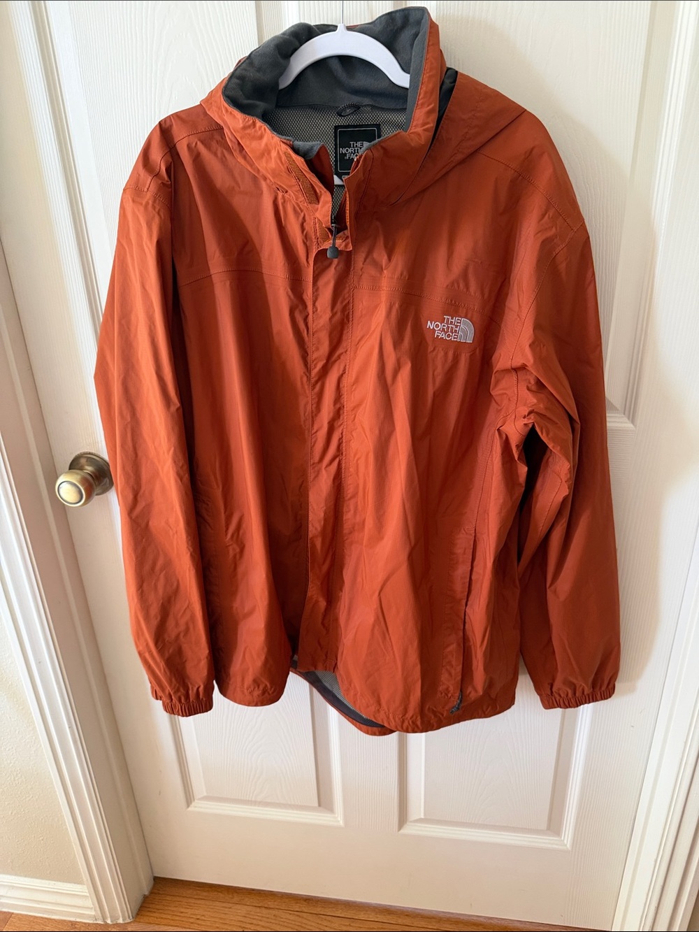 The North Face Hyvent Mens Hooded Rain Jacket - Rust Orange Sz XL